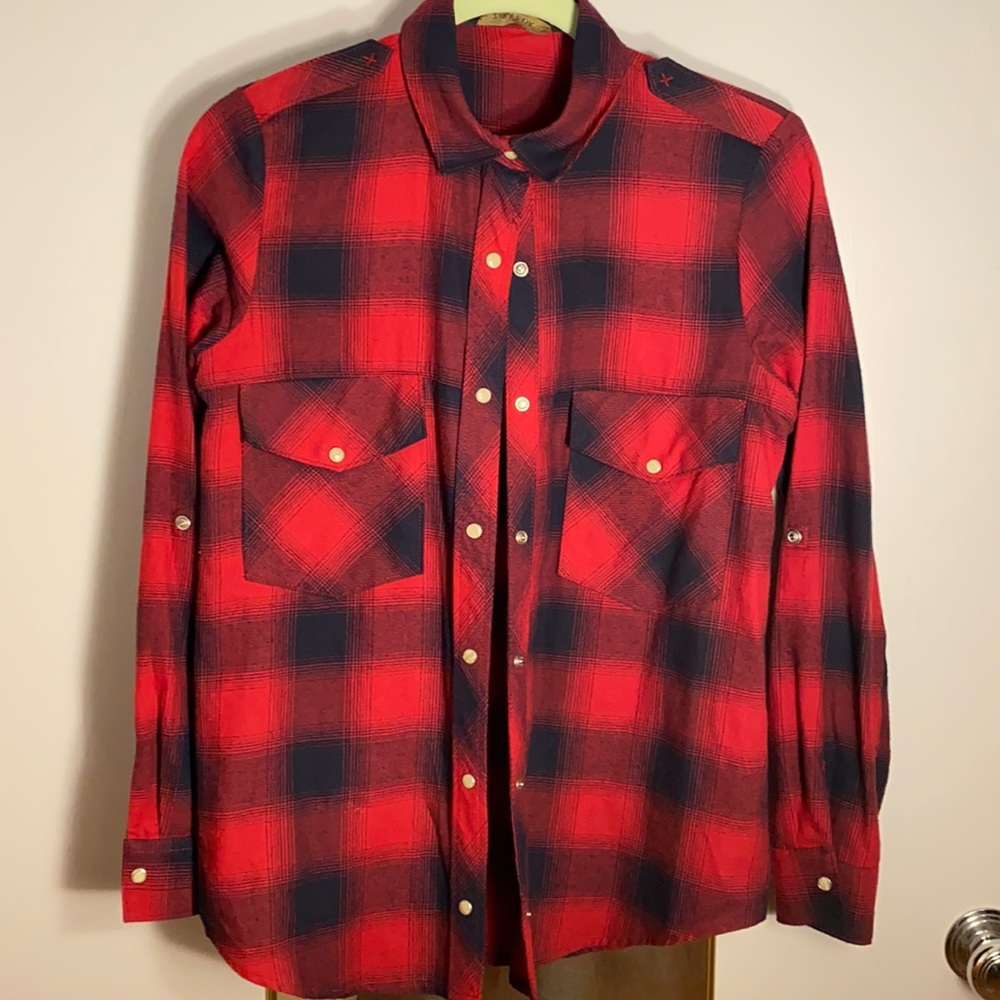 MOVING SALE~ ZARA PLAID FLANNEL SNAP BUTTON UP